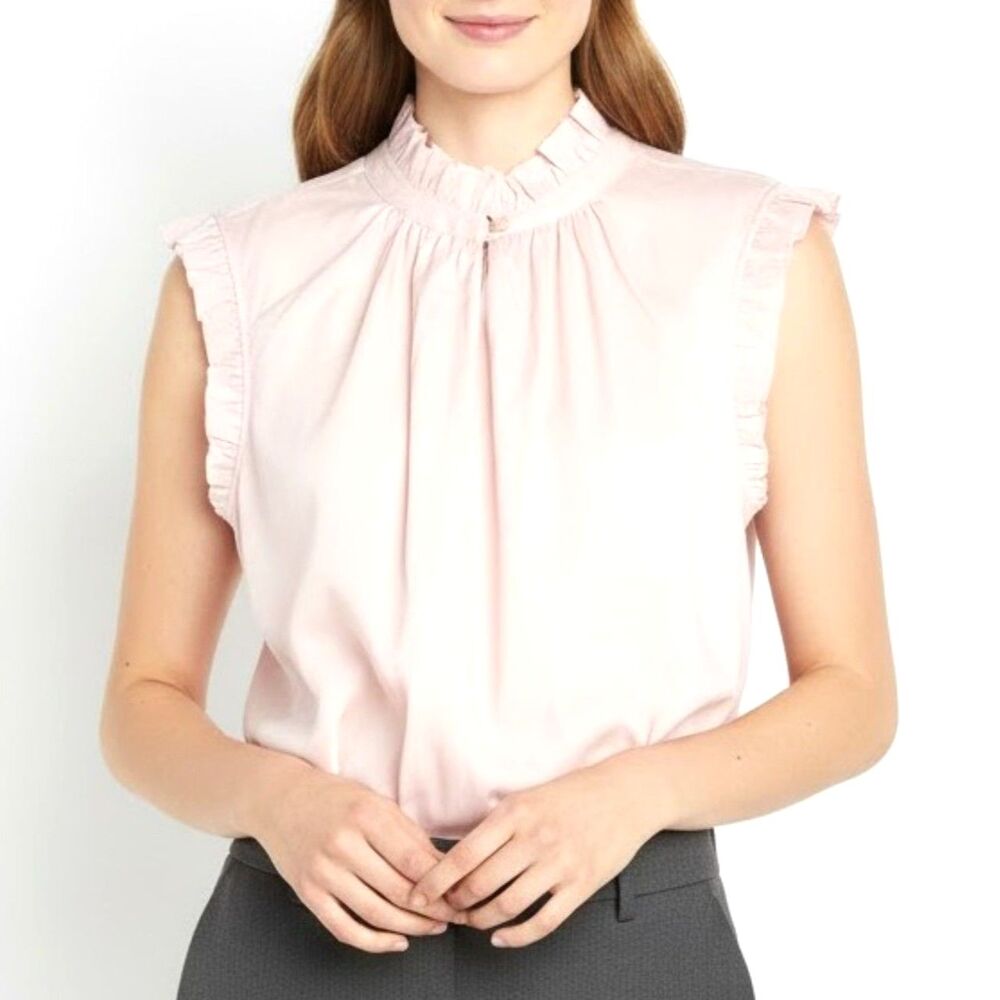 CHICO'S BLACK LABEL Blouse Sleeveless Top Pink Satin Women 14 Large NEW NWT